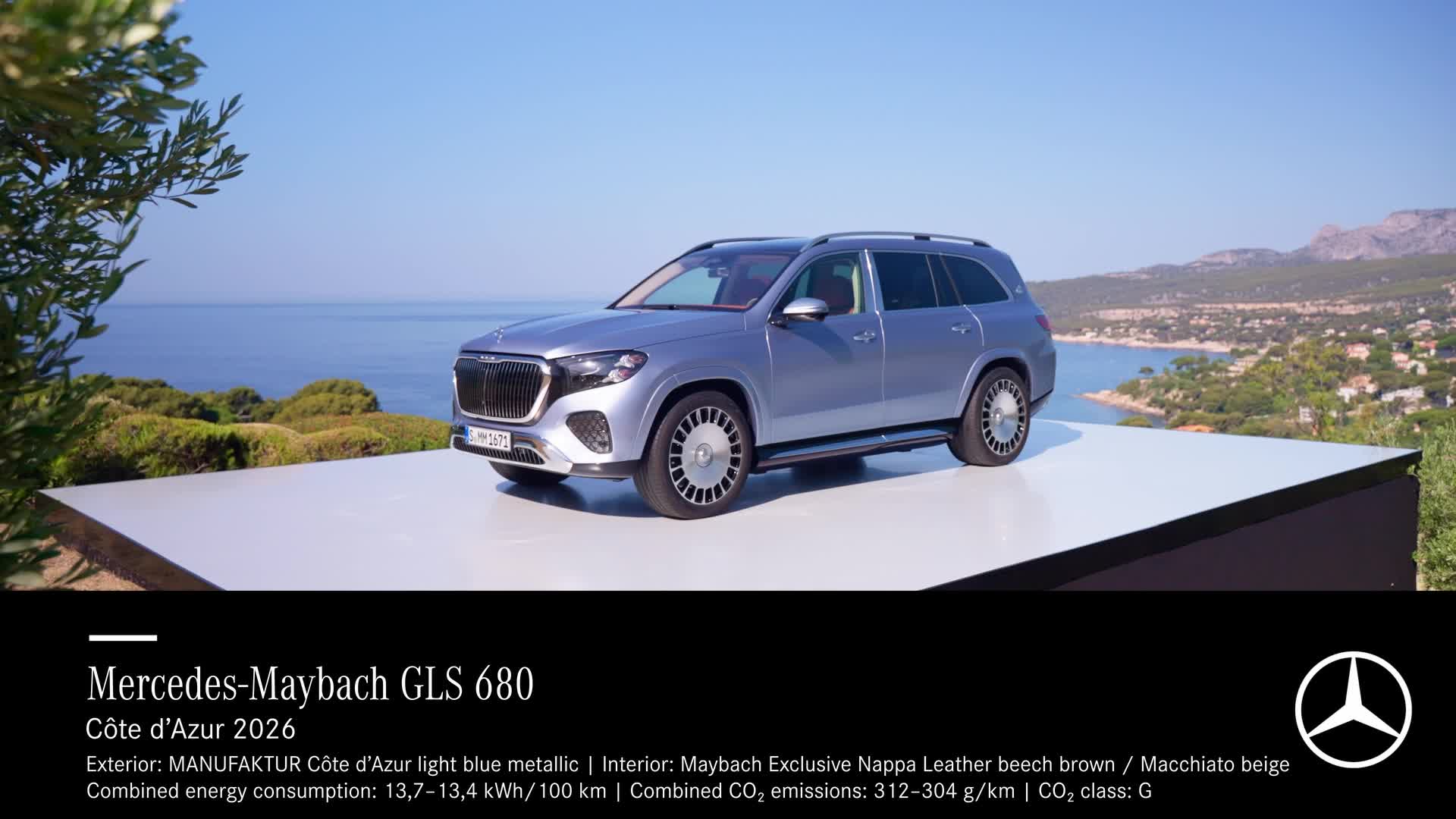 The new Mercedes-Maybach GLS 680 - MANUFAKTUR Côte d’Azur Light Blue Metallic (European model shown)